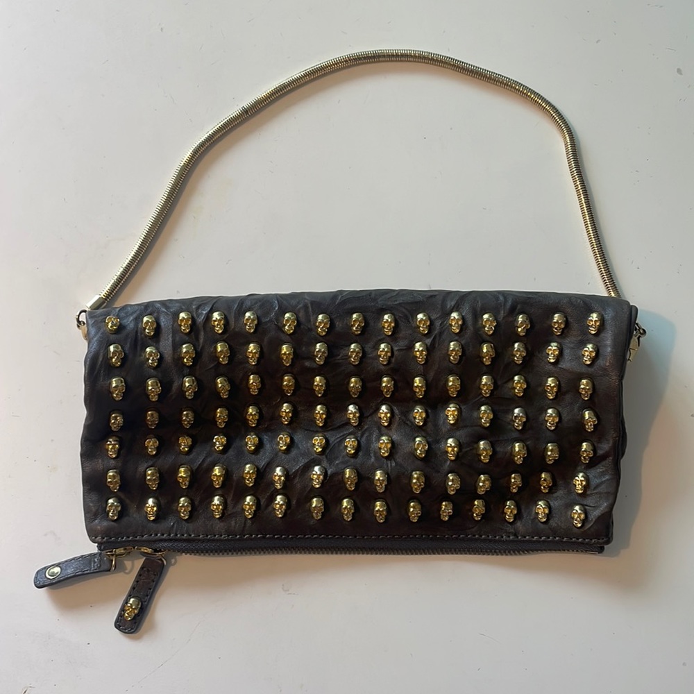 Grey and gold skull handbag